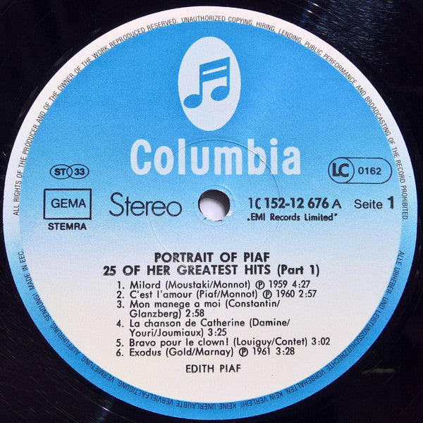 Edith Piaf : Portrait Of Piaf - 25 Of Her Greatest Hits (2xLP, Comp, RE)