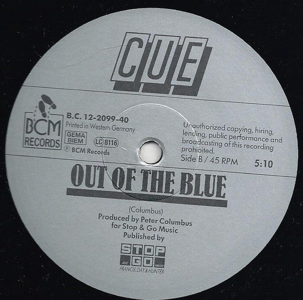 Cue (9) : Out Of The Blue (The Smokey Hit Connection) (12", Maxi)