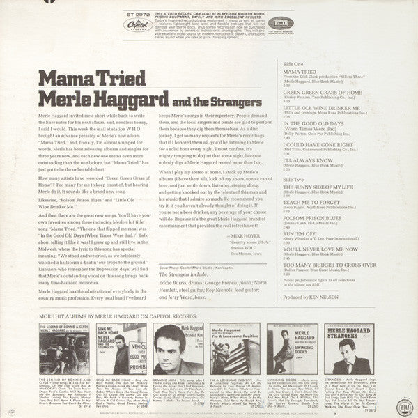 Merle Haggard And The Strangers (5) : Mama Tried (LP, Album, Los)