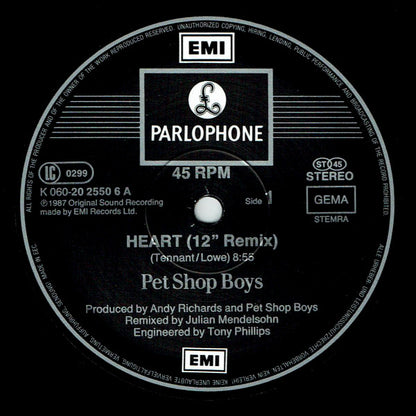 Pet Shop Boys : Heart (Remix) (12", Maxi)