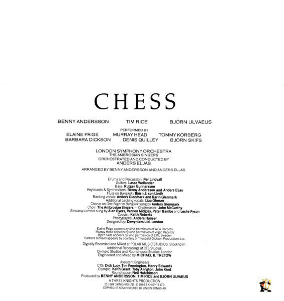 Benny Andersson · Tim Rice · Björn Ulvaeus : Chess (2xLP, Album)