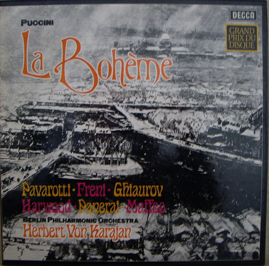 Giacomo Puccini - Luciano Pavarotti • Mirella Freni • Nicolai Ghiaurov • Elizabeth Harwood • Rolando Panerai • Gianni Maffeo · Berliner Philharmoniker · Herbert von Karajan : La Bohème (2xLP, Album + Box)