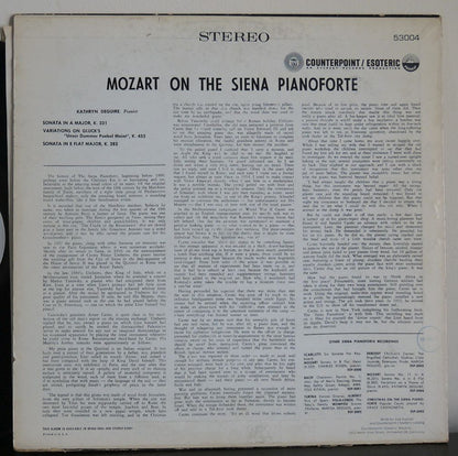 Wolfgang Amadeus Mozart - Kathryn Deguire : The Siena Pianoforte played by Kathryn Deguire (LP)