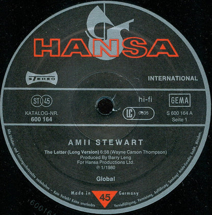 Amii Stewart : The Letter (12", Single, Ltd)