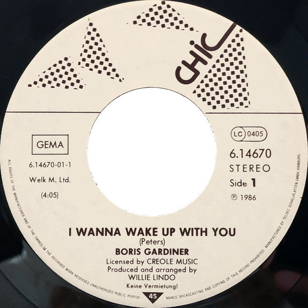 Boris Gardiner : I Wanna Wake Up With You (7", Single)