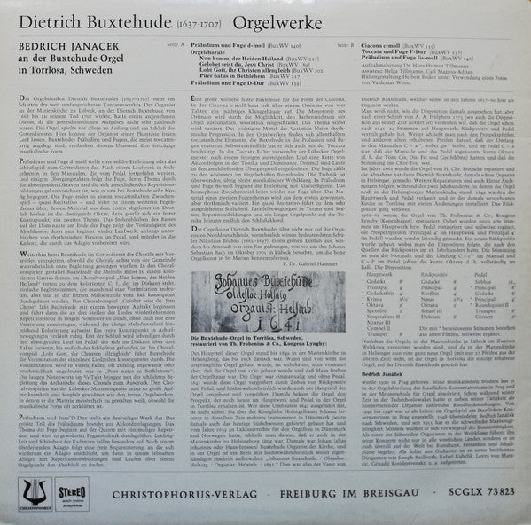 Bedrich Janáček, Dieterich Buxtehude : Orgelwerke - Bedrich Janáček An Der Buxtehude-Orgel In Torrlösa Schweden (LP)