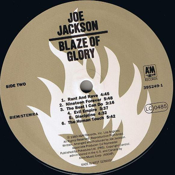 Joe Jackson : Blaze Of Glory (LP, Album)