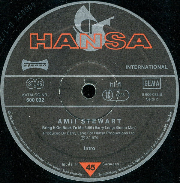 Amii Stewart : Light My Fire (12", Single)