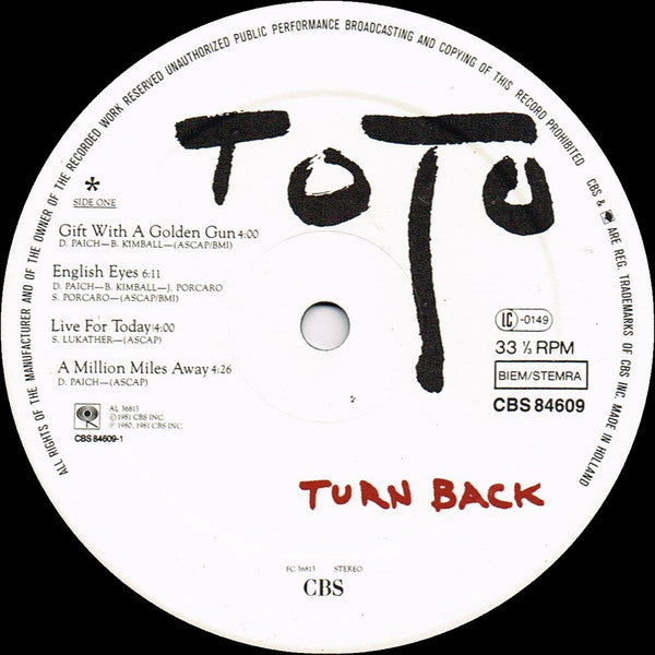 Toto : Turn Back (LP, Album)