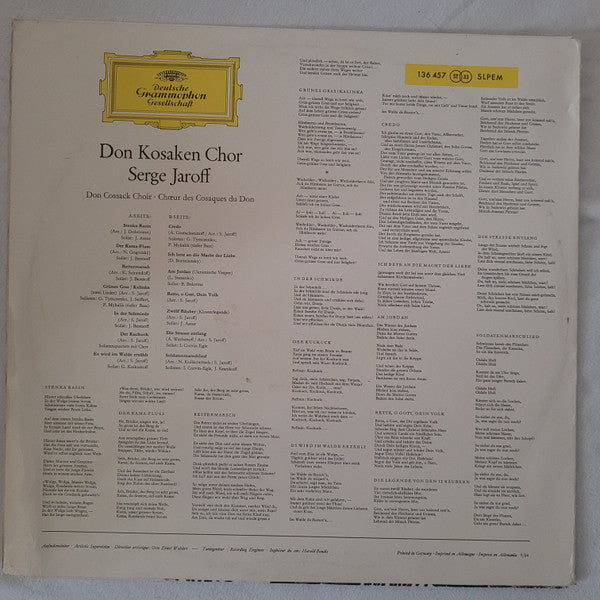 Don Kosaken Chor Serge Jaroff : Don Kosaken Chor  (LP, Album, RED)