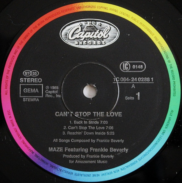 Maze Featuring Frankie Beverly : Can't Stop The Love (LP, Album)