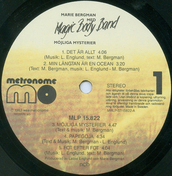 Marie Bergman Med Magic Body Band : Möjliga Mysterier (LP, Album)