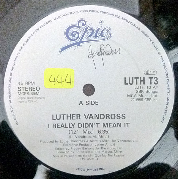 Luther Vandross : I Really Didn't Mean It (12", Single)