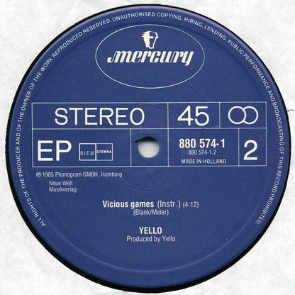 Yello : Vicious Games (12", EP, Maxi, Blu)