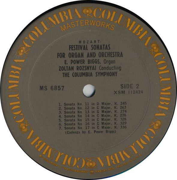 E. Power Biggs Plays Wolfgang Amadeus Mozart, Zoltan Rozsnyai Conducting Columbia Symphony Orchestra : The 17 Festival Sonatas For Organ And Orchestra (LP)