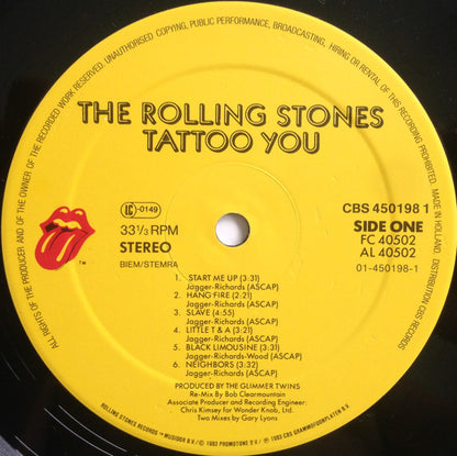 The Rolling Stones : Tattoo You (LP, Album, RE)