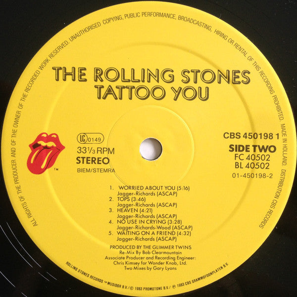 The Rolling Stones : Tattoo You (LP, Album, RE)