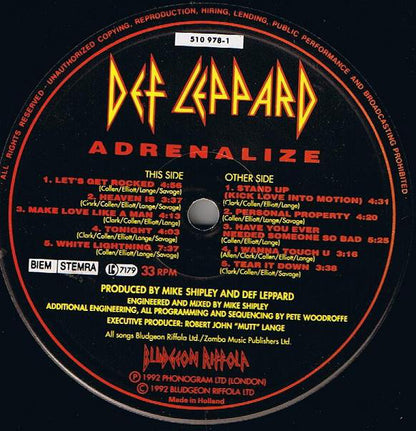 Def Leppard : Adrenalize (LP, Album)