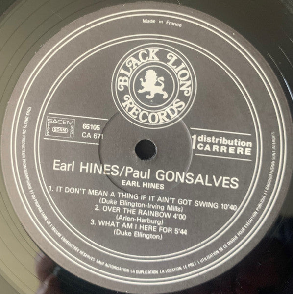 Earl Hines & Paul Gonsalves : Earl Hines/Paul Gonsalves (LP, Album)