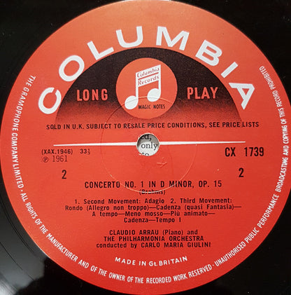 Johannes Brahms / Claudio Arrau, Carlo Maria Giulini, Philharmonia Orchestra : Piano Concerto No.1 (LP, Album, Mono, RE)