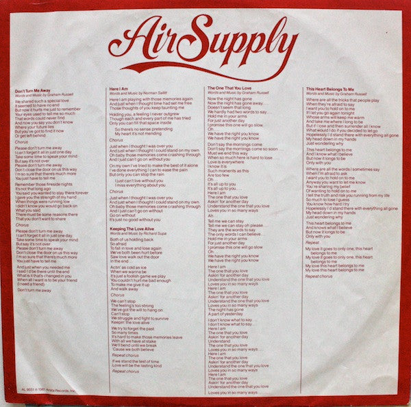 Air Supply : The One That You Love (LP, Album)