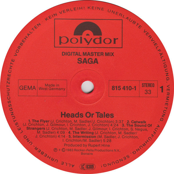 Saga (3) : Heads Or Tales (LP, Album)