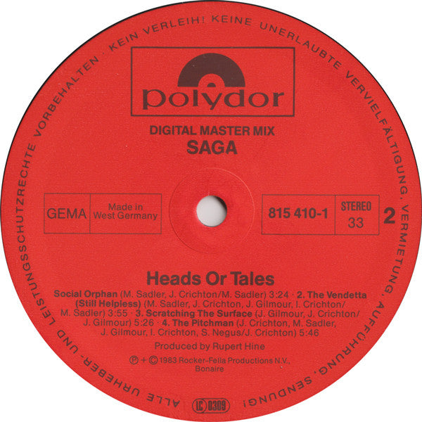 Saga (3) : Heads Or Tales (LP, Album)