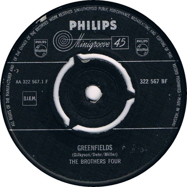 The Brothers Four : Greenfields (7", Single, Mono)