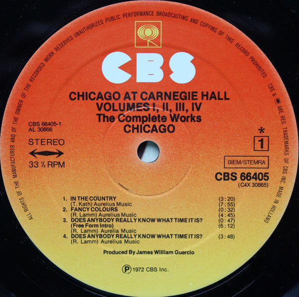 Chicago (2) : At Carnegie Hall (4xLP, Album, RE, Sun + Box)