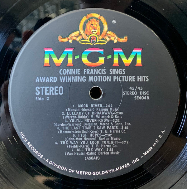 Connie Francis : Sings Award Winning Motion Picture Hits (LP, Album, MGM)