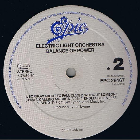 Electric Light Orchestra : Balance Of Power (LP, Album)