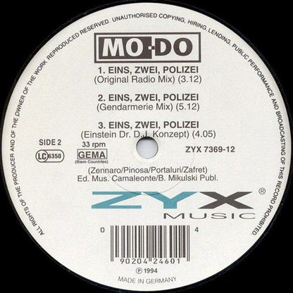 Mo-Do : Eins, Zwei, Polizei (12")