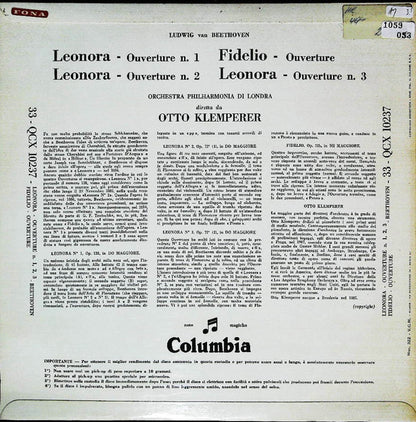 Otto Klemperer, Ludwig van Beethoven, Philharmonia Orchestra : Leonora - Ouverture n. 1, 2, 3 / Fidelio - Ouverture (LP, Mono)