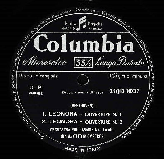 Otto Klemperer, Ludwig van Beethoven, Philharmonia Orchestra : Leonora - Ouverture n. 1, 2, 3 / Fidelio - Ouverture (LP, Mono)