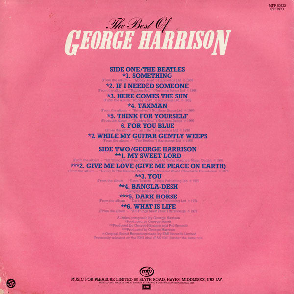 George Harrison : The Best Of George Harrison (LP, Comp, RE)