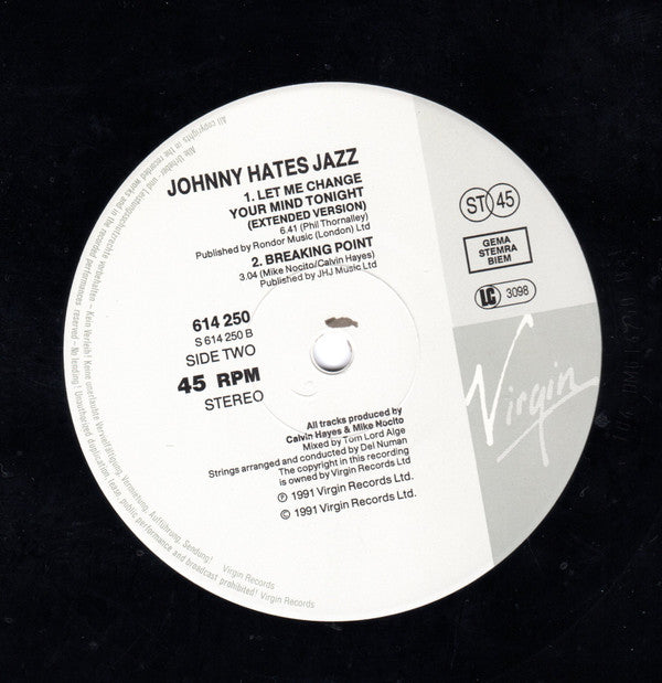 Johnny Hates Jazz : Let Me Change Your Mind Tonight (12")