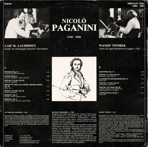 Laif Møller Lauridsen - Wandy Tworek : Nicolò Paganini (LP, Album)