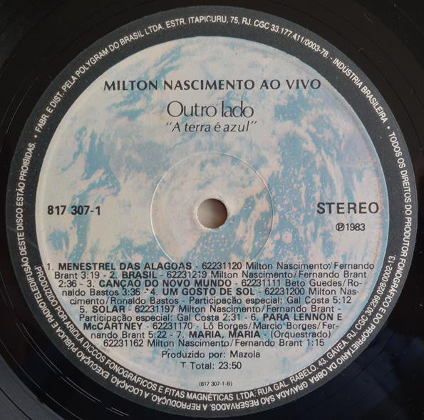 Milton Nascimento : Ao Vivo (LP, Album, RE, Gat)