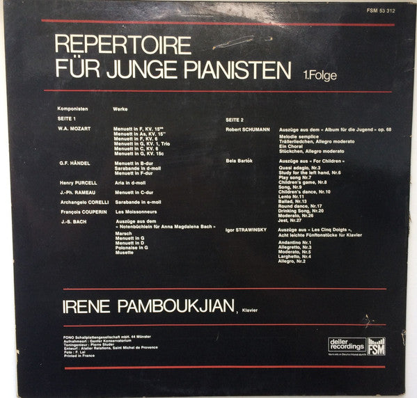 Irène Pamboukjian : Repertoire Für Junge Pianisten (Folge 1) (LP)