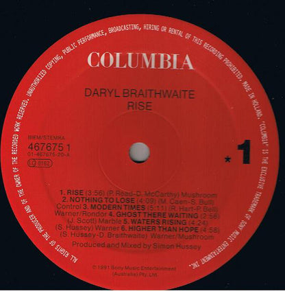 Daryl Braithwaite : Rise (LP, Album)