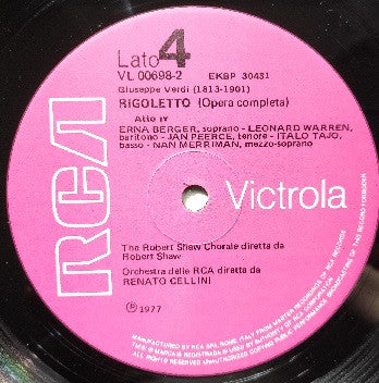 Giuseppe Verdi - Leonard Warren, Erna Berger, Jan Peerce, Nan Merriman, The Robert Shaw Chorale, RCA Victor Symphony Orchestra, Renato Cellini : Rigoletto (2xLP, Album, Mono)