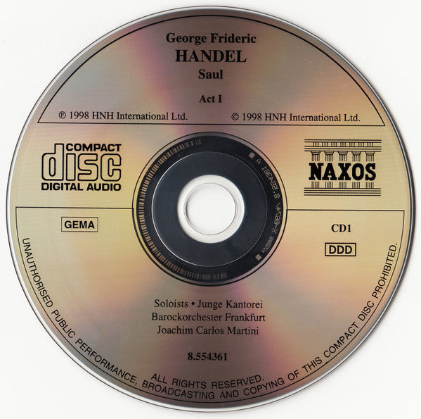 Georg Friedrich Händel - Stephan Macleod • David Cordier, Knut Schoch, Barockorchester Frankfurt, Joachim Carlos Martini : Saul (3xCD, Album + Box)