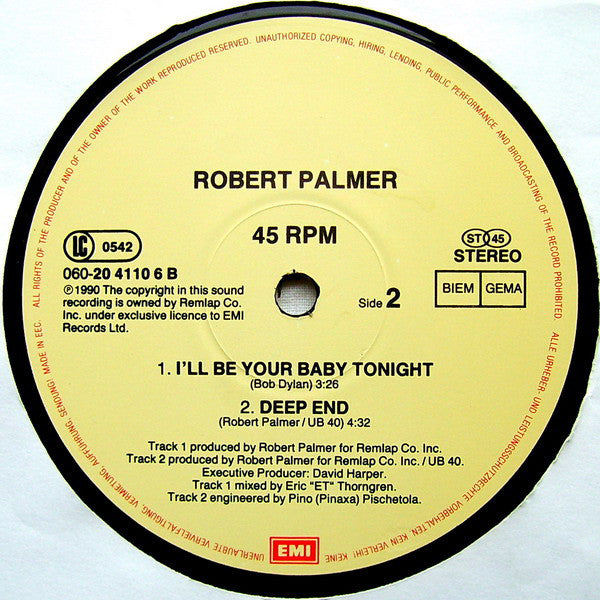 Robert Palmer And UB40 : I'll Be Your Baby Tonight (12", Maxi)