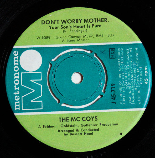 The McCoys : Don't Worry Mother, Your Son's Heart Is Pure / Ko-Ko (7", Single)