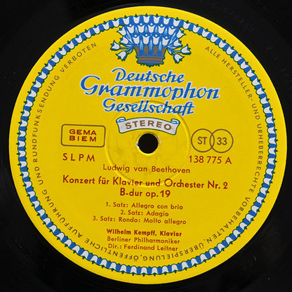 Ludwig van Beethoven / Wilhelm Kempff - Berliner Philharmoniker - Ferdinand Leitner : Klavierkonzerte Nr. 2 • Nr. 4 (LP, Album, RE)
