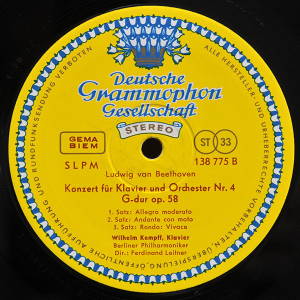 Ludwig van Beethoven / Wilhelm Kempff - Berliner Philharmoniker - Ferdinand Leitner : Klavierkonzerte Nr. 2 • Nr. 4 (LP, Album, RE)