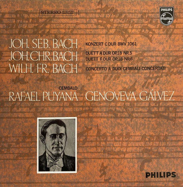 Johann Sebastian Bach * Johann Christian Bach * Wilhelm Friedemann Bach * Rafael Puyana, Genoveva Gálvez : Works For Two Performers By The Bach Family (LP)