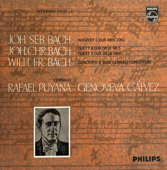 Johann Sebastian Bach * Johann Christian Bach * Wilhelm Friedemann Bach * Rafael Puyana, Genoveva Gálvez : Works For Two Performers By The Bach Family (LP)