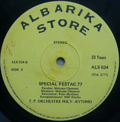 T.P. Orchestre Poly-Rythmo : Special Festac 77 In Nigeria - Vol. 2/77 (LP, Album)