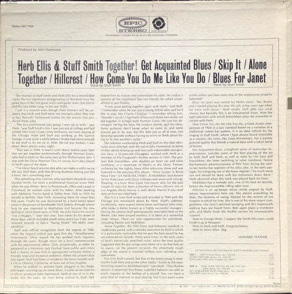 Herb Ellis & Stuff Smith : Together! (LP, Album, RE)